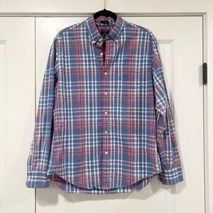 J Crew Men's Classic Button Down Flex Washed‎ Blue and Pink Plaid Size M